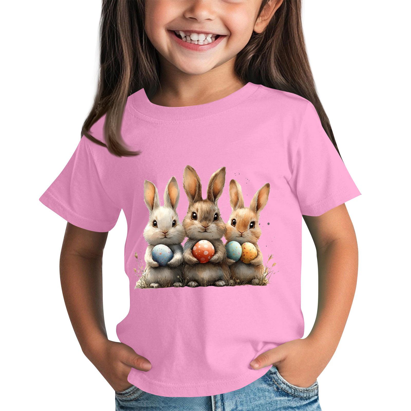 

Детская футболка с коротким рукавом и принтом животных, повседневный топ 110 розовый