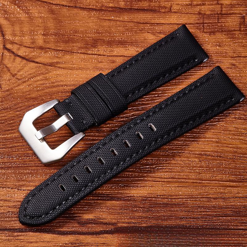 New Nylon Genuine Leather Panerai Watch Strap Suitable for Fat SeaPAM01661/441 Vintage Soft Style 22MM-Blackbuckle