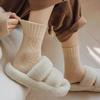Japanese Style Winter Warm Retro Women Socks Thicken Thermal Mid-calf Socks Solid Color Diamond Check Women Pile Socks
