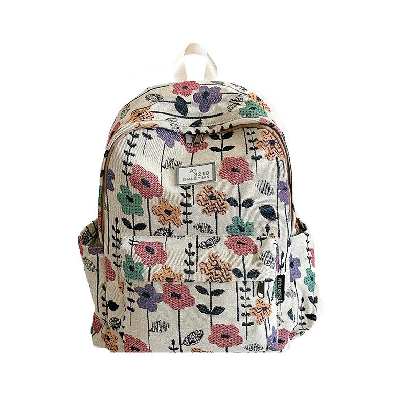 Schoolbag small fresh floral student schoolbag 1011 new fashion flower backpack light leisure going out sports backpack