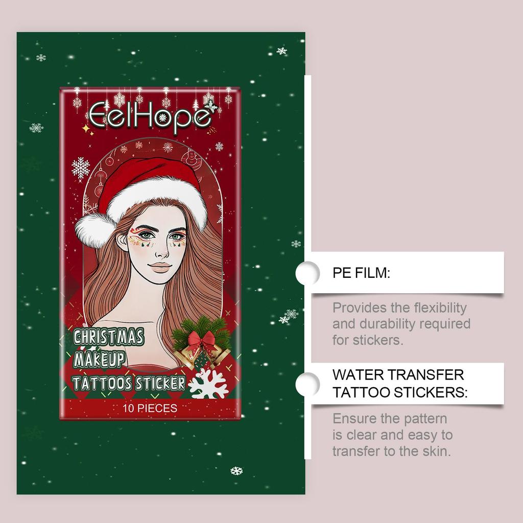 Christmas Face Stickers Christmas Facial Tattoos Showcase the Christmas Atmosphere Easy and Fun Decoration 10pcs
