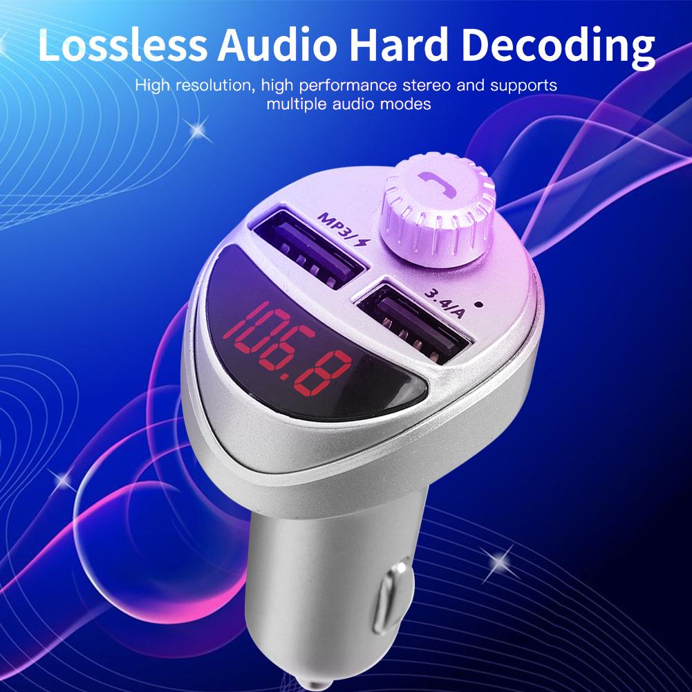 Car Charger FM Transmitter Bluetooth MP3 Player Car Audio USB Car Charger Adapter TF Card Car Kit 3.4A Dual Fast Phone Charger