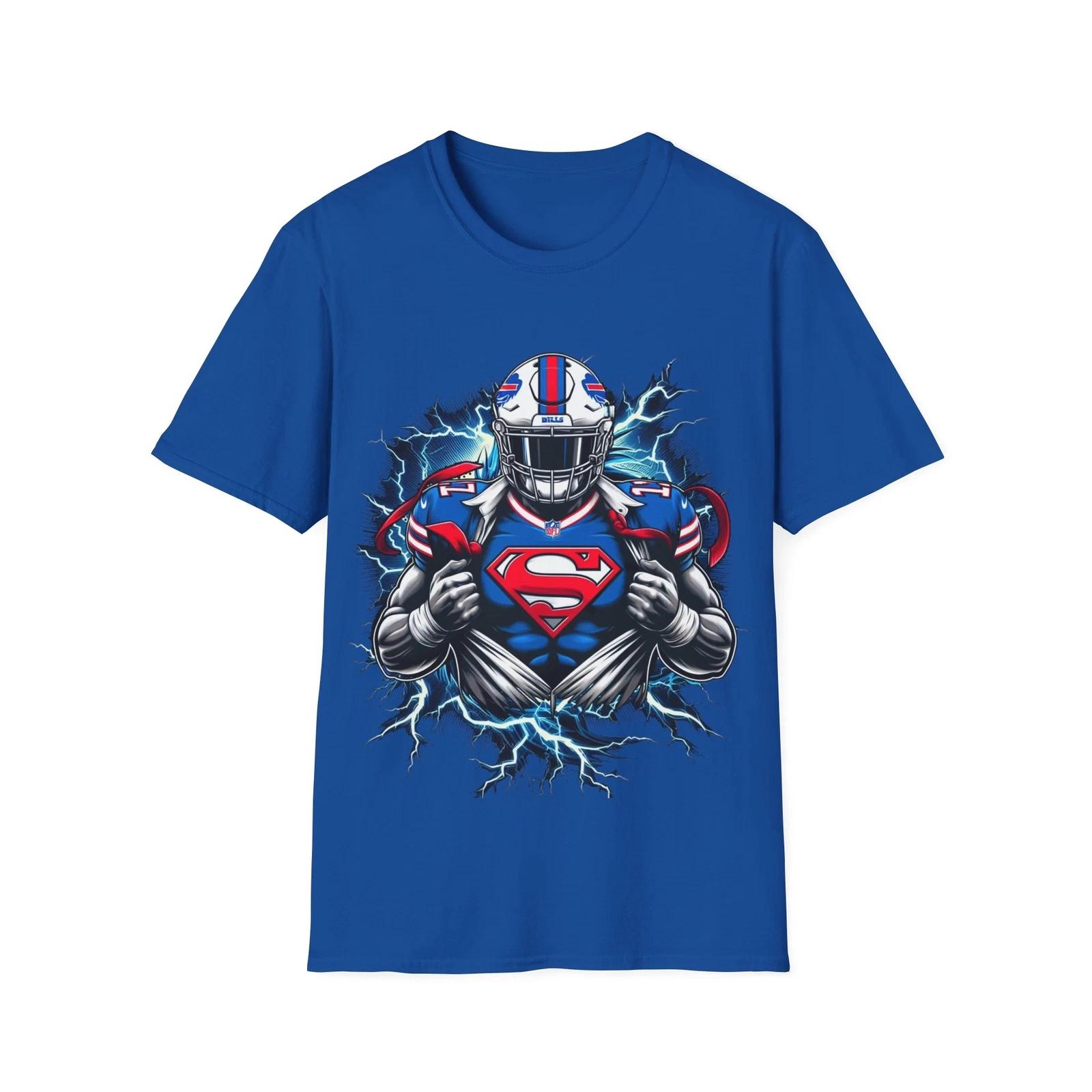 Men s and Women s T-shirts Buffalo Hero: Bills Player Superhero-Inspired T-Shirt XL