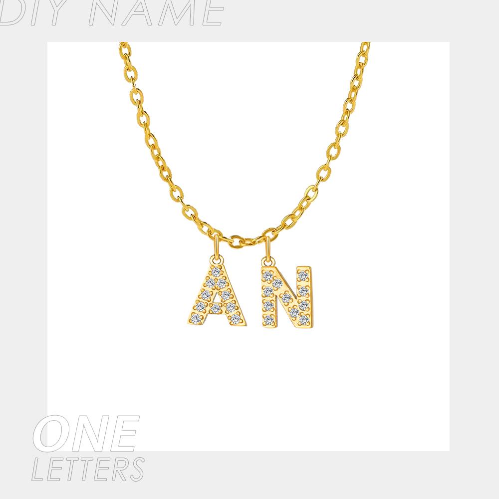 EMANCO Customized Name Necklace Personalized Zircon Letter Stainless Steel Choker Necklace Pendant Nameplate Gift Dropshipping