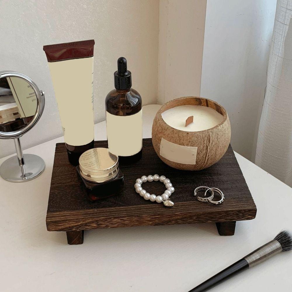 Large Capacity Jewelry Storage Tray Wooden Figurine Display Rack Retro Key Rack Entrance