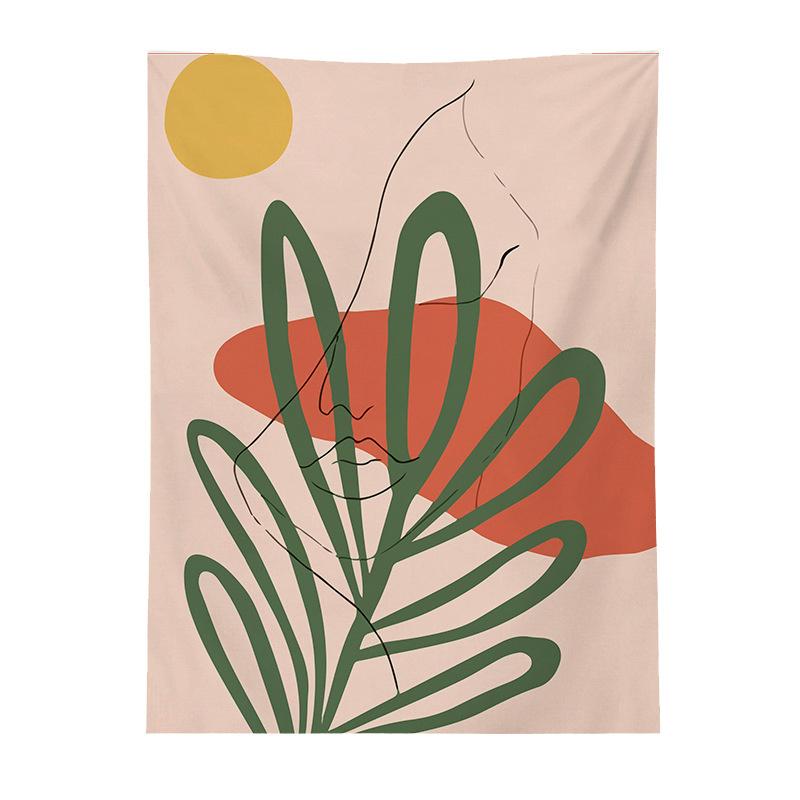 Geometric Color Block Printing Tapestry Rainbow Color Leaves Flowers Tapestry Landscape Tapestry