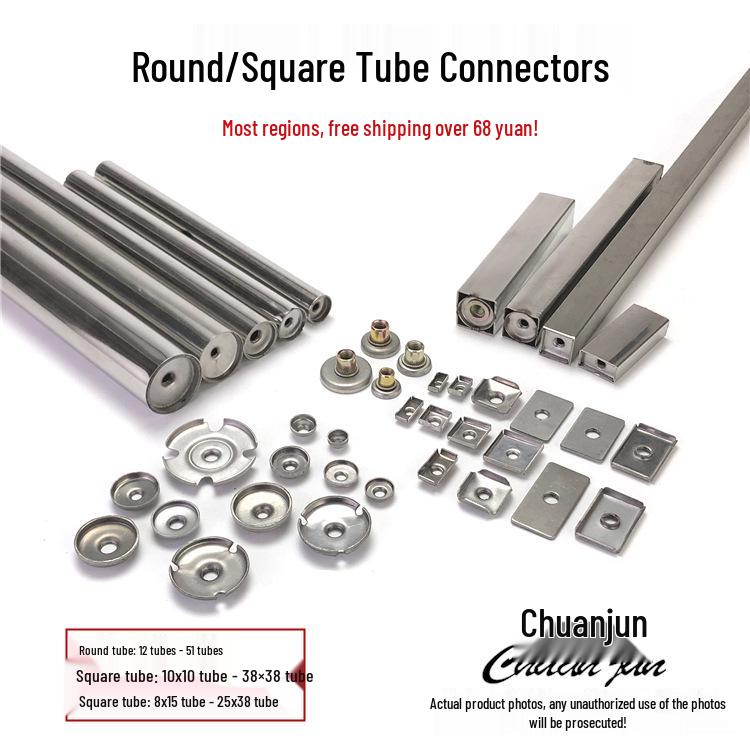 Stainless Steel Square Tube Connector with Threaded Hole for Storage Rack Assembly