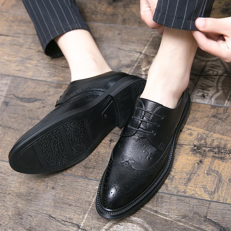 Men's leather shoes new block men's shoes trendy shoes business dress casual small leather shoes men