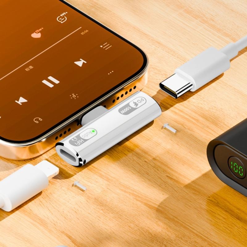 2 in 1 Type-C to Headphone Adapter USB C to Headphone Type-C Charging Adapter Universal for Phone Tablet