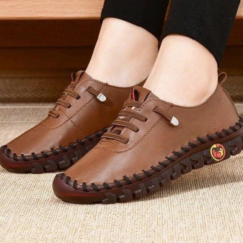 Retro Sewing Sneakers for Women Shoes Non-slip Loafers Fashion Lace Up Casual Shoes Female Soft Mom Shoe Zapatillas Mujer