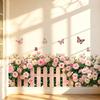 Eustoma Floral Butterfly Fence Wall Sticker Self Adhesive Removable Waterproof Kindergarten Classroom Hallway Corridor Border Decor