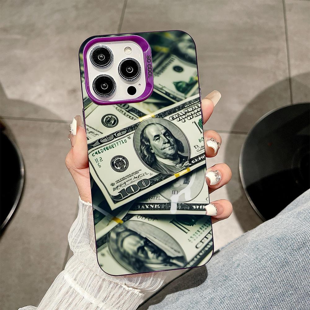 USD Dollar Purple Translucent Mobile Phone Case for iPhone 17 16 15 14 13 12 11 X XR XS Air Pro Max Plus Colorful Cover