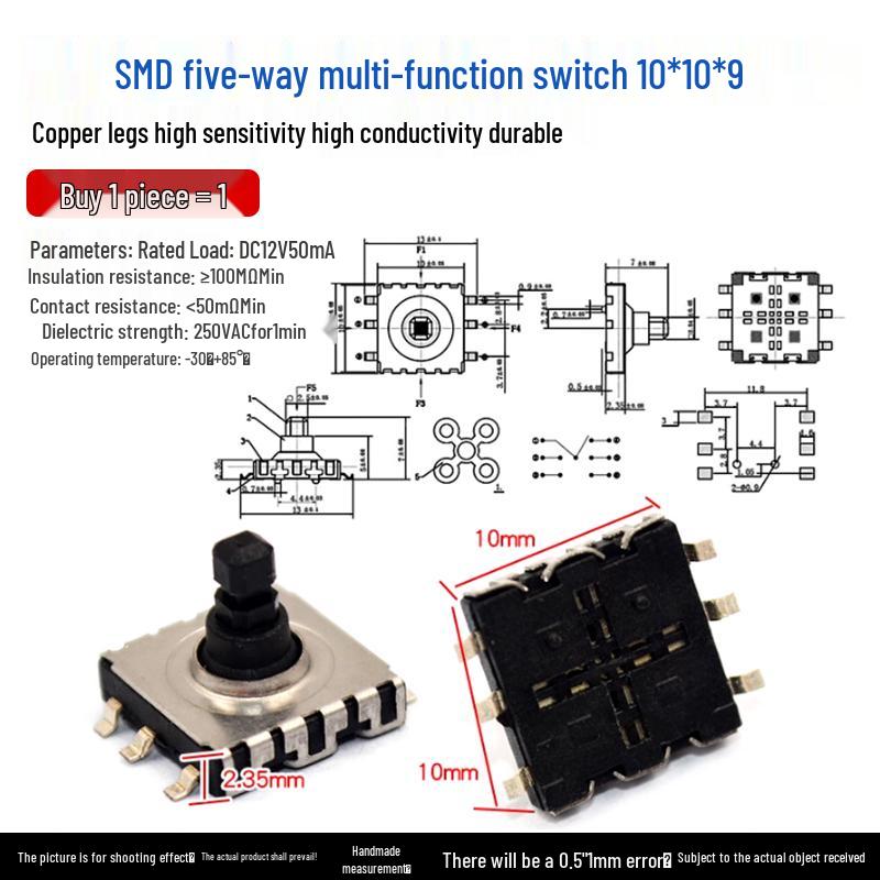 Waterproof Micro Tactile Switch, 4-Pin, 6x6mm, SMD/Through-Hole, Side Press, Self-Locking