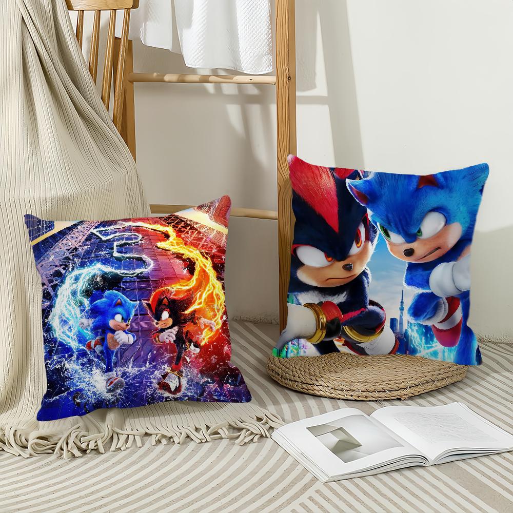 Movie S-Sonic The T-Hedgehog 3 Pillow Case Home Decoration Cushion Cover Suitable For Bedroom Car Office Sofa