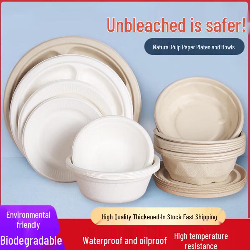 Minnai Disposable Bagasse Pulp Plates and Bowls