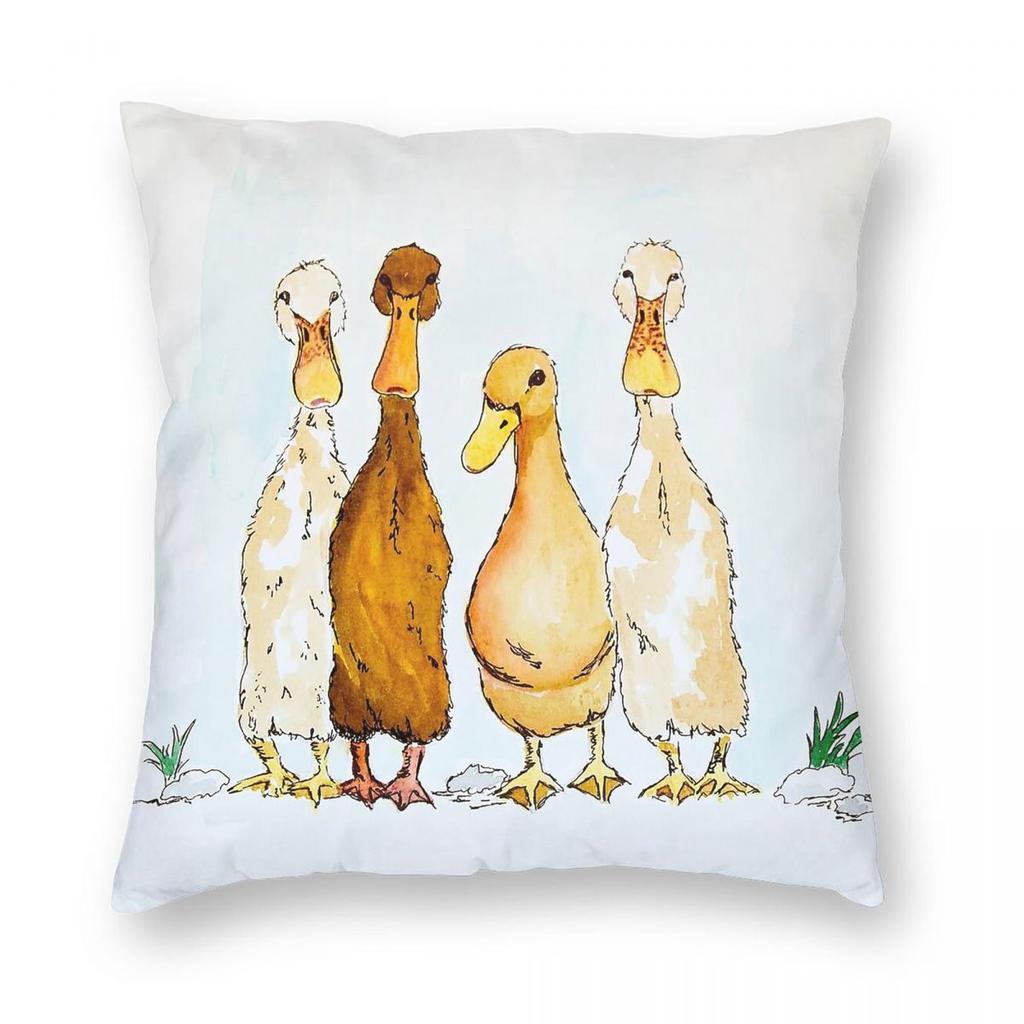 Four Ducks In A Row Square Pillowcase Polyester Linen Velvet Printed Zip Decorative Pillow Case Bed Cushion Cover
