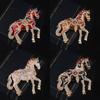 Luxury Zodiac Animal Lapel Pins Rhinestone Metal Badge Pin Strong Horse Brooches  for Women