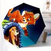 Disney Cartoon The Fox and the Hound Automatic Opening and Closing Umbrella - Lightweight 3-Fold Design, Suitable for Fans, Travel, Daily Us