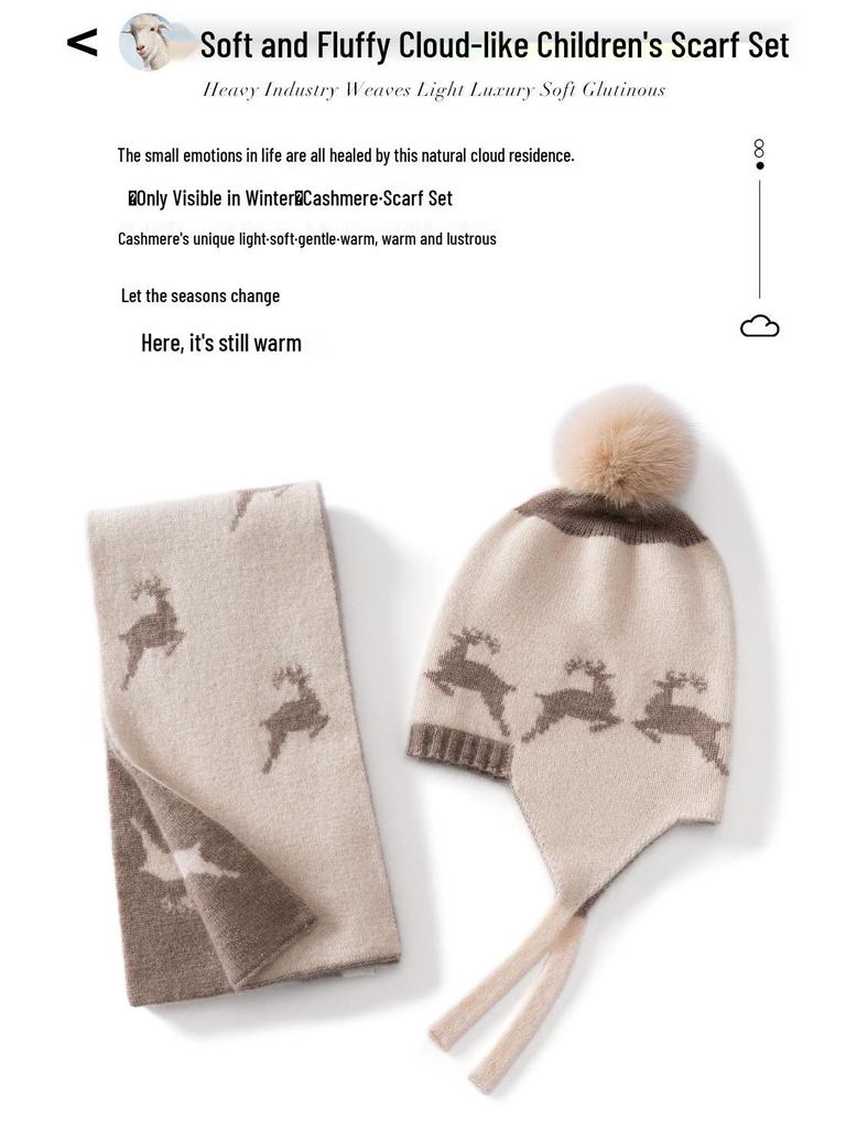 Children's Cashmere Scarf: New Autumn/Winter Warm Neck Gaiter & Shawl with Little Deer Design