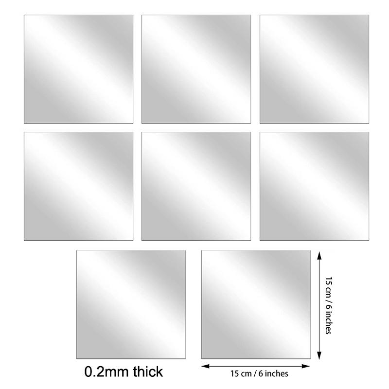 8 Stück 20X20Cm / 30X30Cm Acryl Flexible Spiegelfolien / Selbstklebende Türspiegel-Fliesen / Zuschneidbarer Wandmontierter Spiegel-Stic