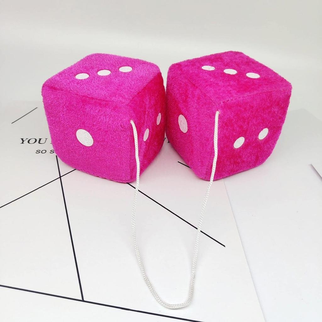 Fuzzy Dice Dice Plush Car Rear Mirror Decoration Hanging Dice Car Rear View Mirror