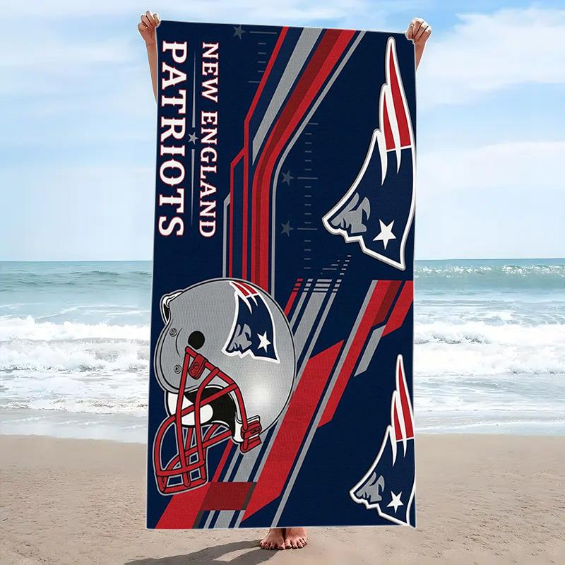 New England Patriots Logo Print Beach Towel, Large Soft Quick Dry Towel for Beach Camping Swimming