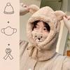 Căciulă de iarnă cu desene animate și mască Urs Miel Căciuli cu urechi Calde Îngroșate Protecție pentru urechi Căciuli tip Skullies pentru Femei Fete Kawaii