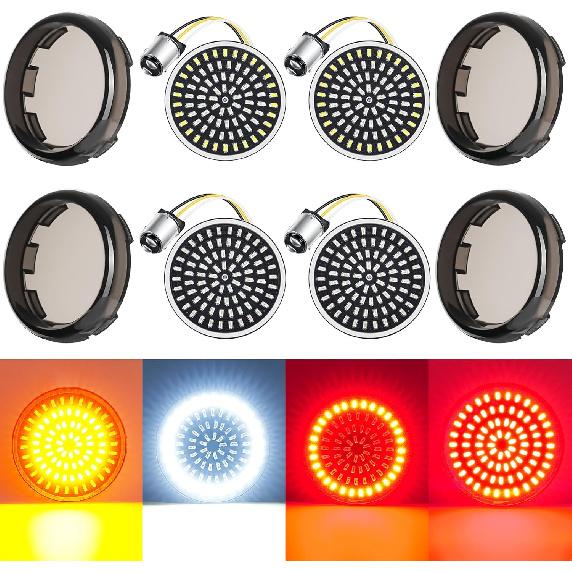 PBYMT 2 inch Turn Signals, 81 LEDs Front Rear Turn Signals with 4 Smoked Lens Cover Fit for Harley Touring Road King Street Glide Road King Road