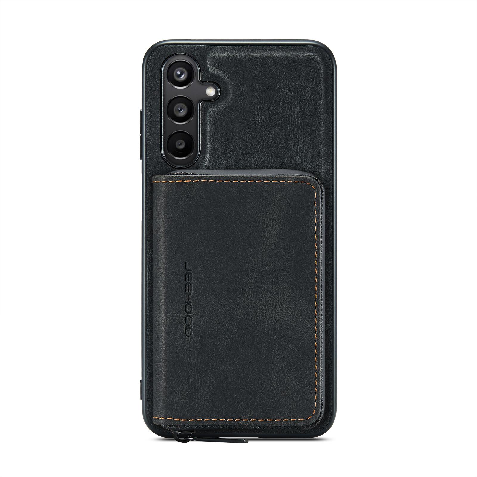 

For Samsung Galaxy A16 5G Case JEEHOOD J02 Leather Back Cover with Detachable Zipper Card Holder Kickstand Red