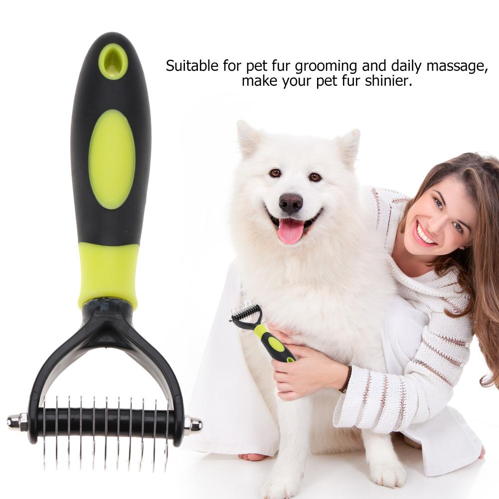 Pet Dwustronny Profesjonalny Grzebień do Rozczesywania Węzłów Szczotka Pies Czyszczenie Sierści Usuwanie Włosów Grzebienie Narzędzie do Pielęgnacji(Żółty)