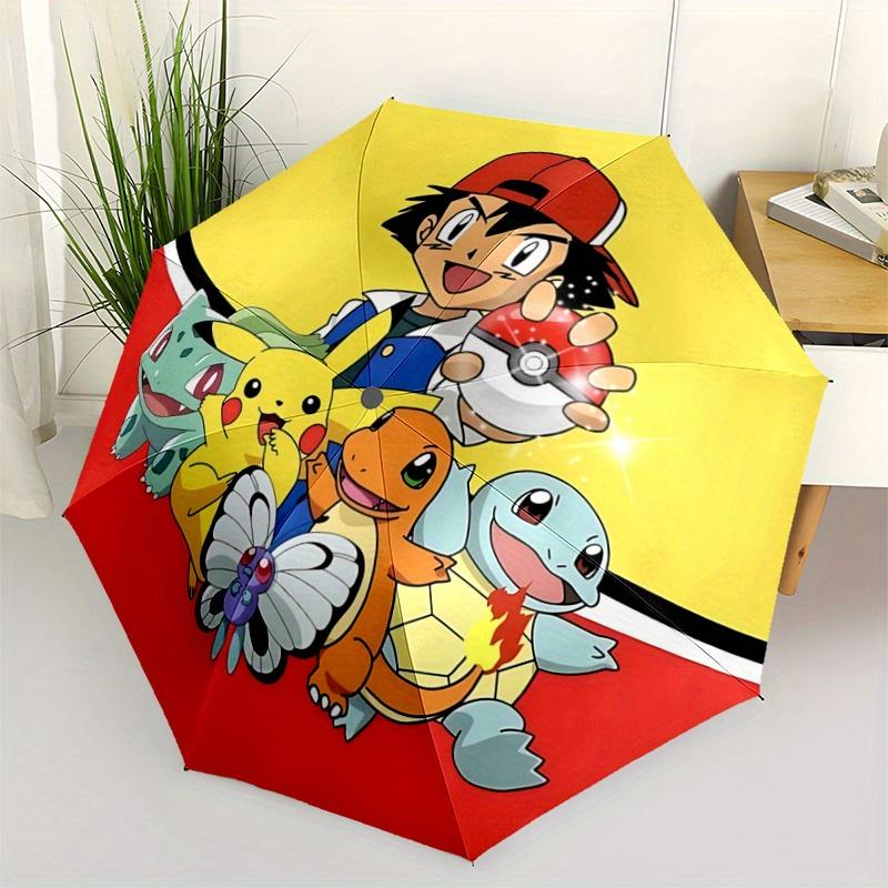 1pc The Pokémon Journey Begins Automatic Opening and Closing Umbrella, Lightweight 3-Fold, With Cute Cartoon Characters, Suitable for Home, Outdoor an