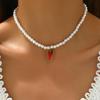 European Glass Chili Pendant Necklace with Pearl Clavicle Chain - Women's Versatile Jewelry Accessory