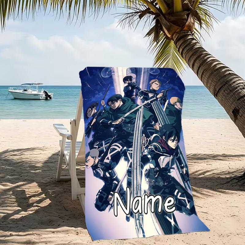 Customizable personalized beach towels Attack on Titan themed designs.Suitable for the beach, yoga, sports;ideal as beach accessories