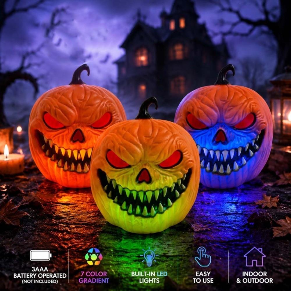 Świecąca Lampka Halloweenowa Aktywowana Dźwiękiem Lampa Dynia do Wnętrz