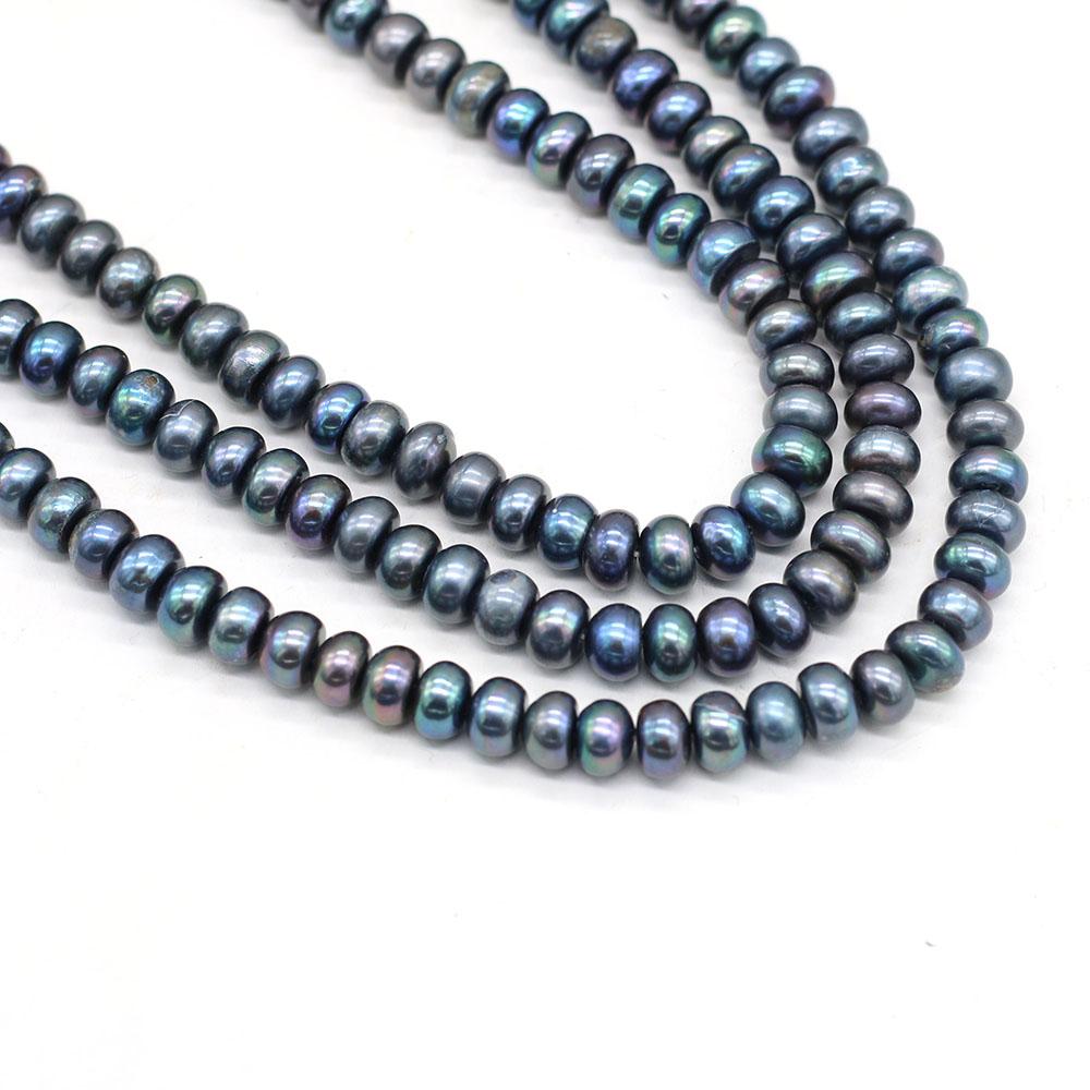 1String, Flat Natural Freshwater Pearls, 8-9mm Black Pearl Beads for Jewelry Making DIY Crafts, Birthday Wedding Gifts, 36cm