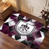 Burnley Football Print Crystal Velvet Rug, Comfortable Water Absorbent Non Slip Indoor Floor Carpet