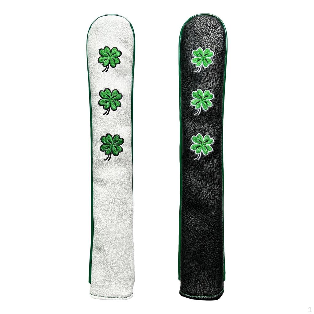 2Pcs PU Leather Golf Alignment Rod Cover Case Holder, Club Protective Embroidery Pattern