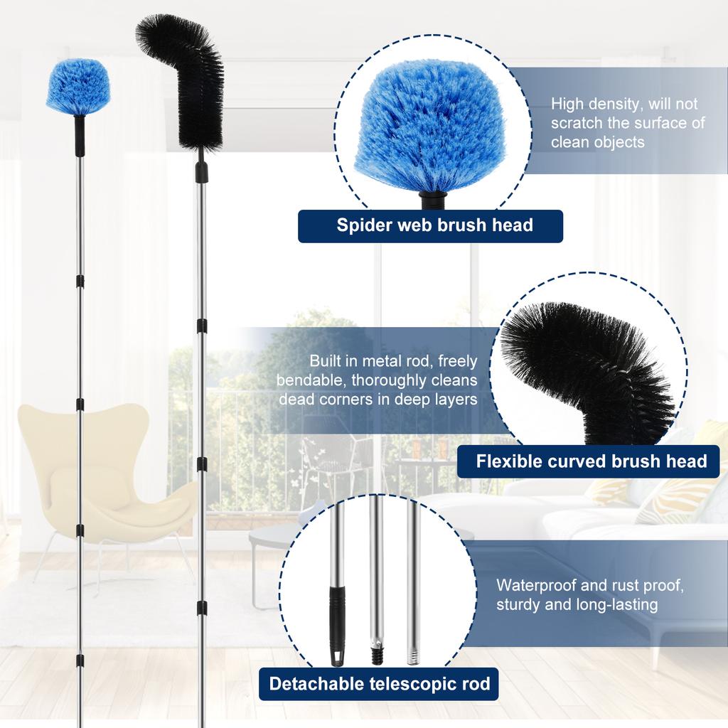 8/9/11Pcs Gutter Cleaning Brush Stainless Steel Roofing Cleaning Tool with Flexible Bristle 7/8 Pole Adjustable Gutter Cleaner