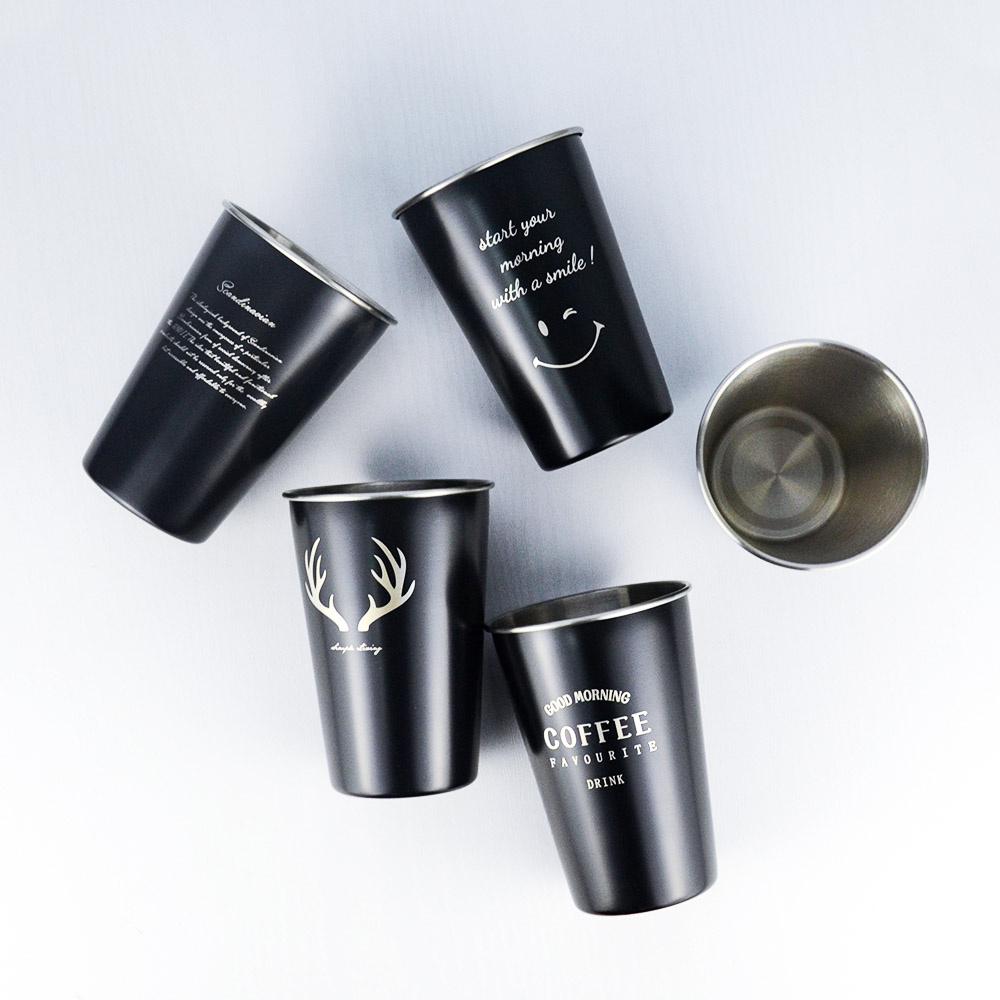 

Stainless Steel Cup Stainless Steel Silicone Cover Black Bar Supplies Milk Cup Creative Letters High Capacity Coffee Cup 500ml