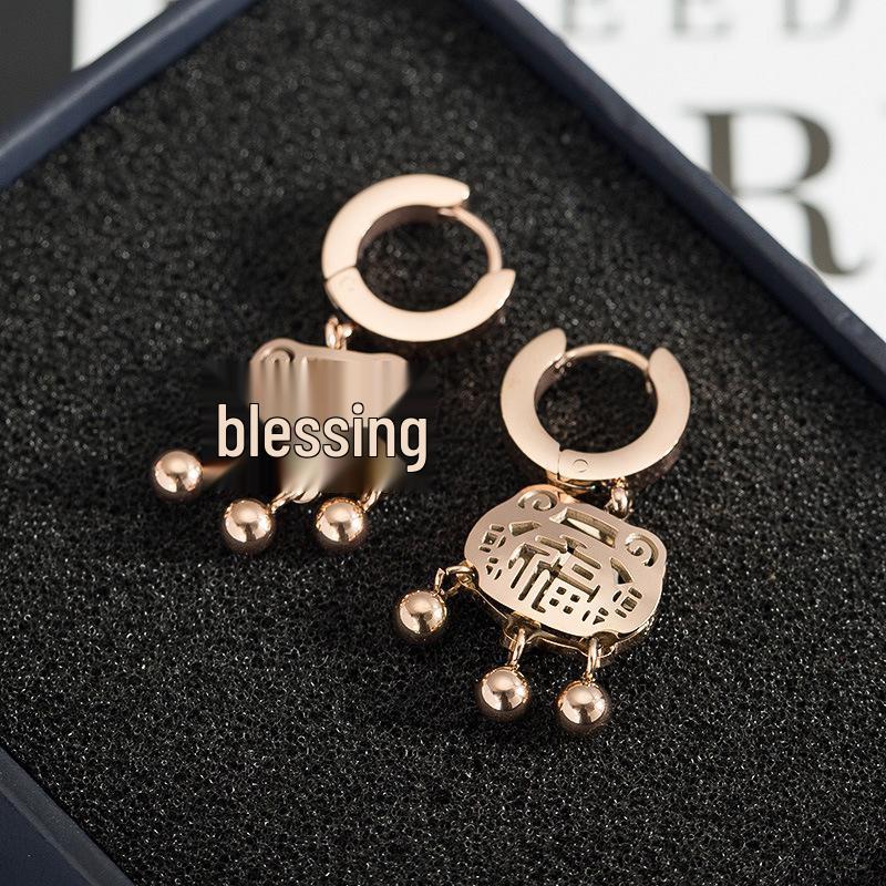 Корейские серьги-кольца с замком из титановой стали цвета розового золота для женщин розового золота