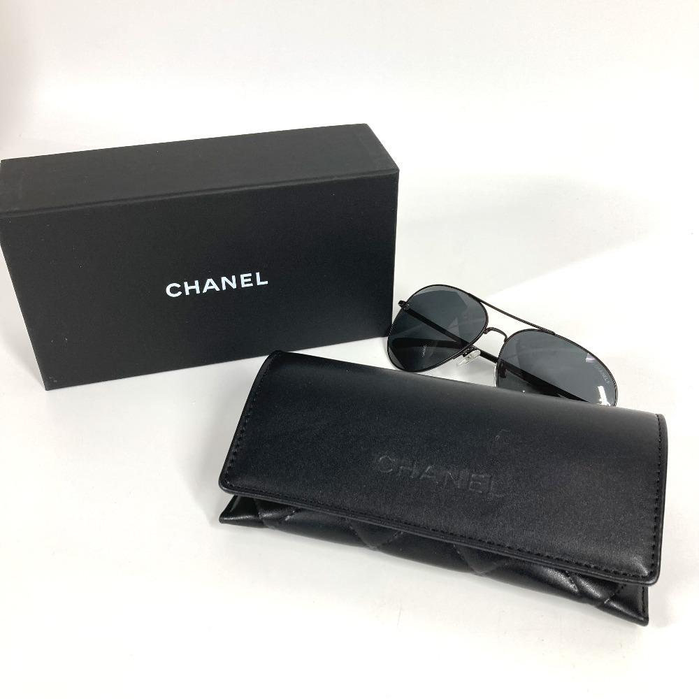 CHANEL 4189 T-Q Teardrop CC Mark logo Pilot shape eyewear sunglasses Black