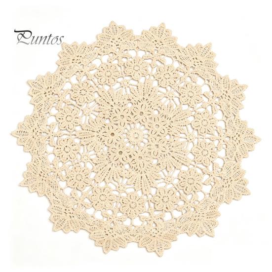 Lace Doilies for Table Decor Round Floral Doily, Embroidered Coaster Place Mat, Heat Insulating Decorative Mats Tea Cups Retro Teapot Vase Dining