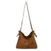 Fashion 2025 autumn new simple retro texture casual tote bag wide shoulder strap large capacity shoulder messenger bag
