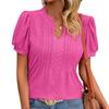 Women's Spring and Summer Solid Color V-neck with Loose Short-sleeved T-shirt Top