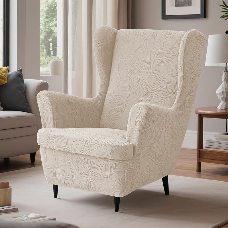 Jacquard Wing Chair Cover Dust-Proof Armchair Covers Non-Slip Sofa Slipcovers With Seat Cushion Cover For Living Room Bedroom