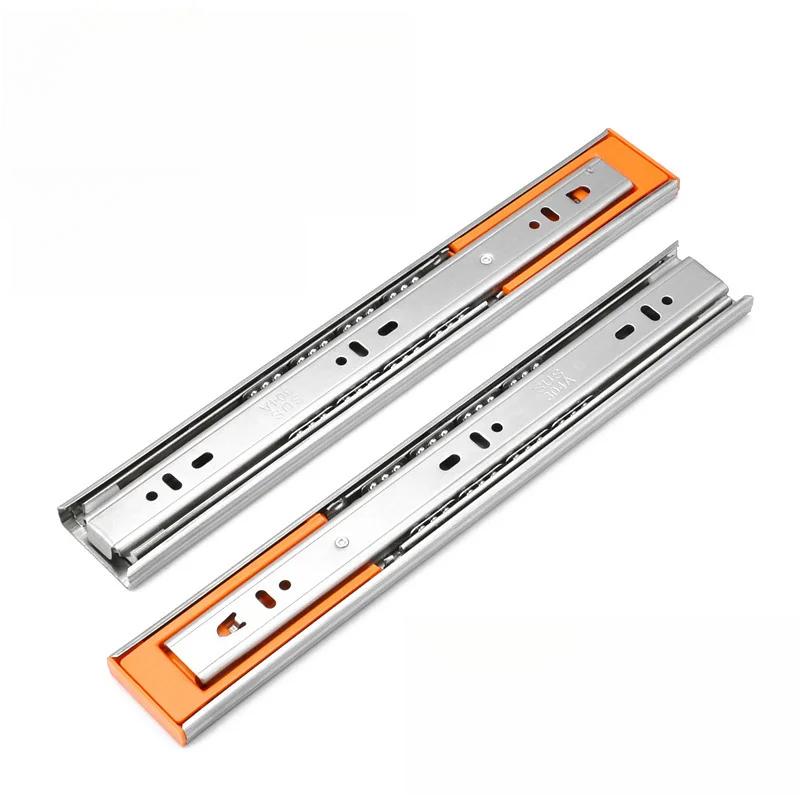 10" - 22" Stainless Steel Drawer Slides Soft Close Drawer Track Rail Sliding Three-Section Cabinet Slides Furniture Hardware