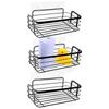 Bathroom Shelf, Glued To The Shower, Metal, Black, Set Of 3.