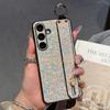 Wrist Strap Bracket Ring Phone Case for Samsung Galaxy S25 Ultra S24 S23 S22 S21 Plus Flash Diamond Leather Hard Shell Cover