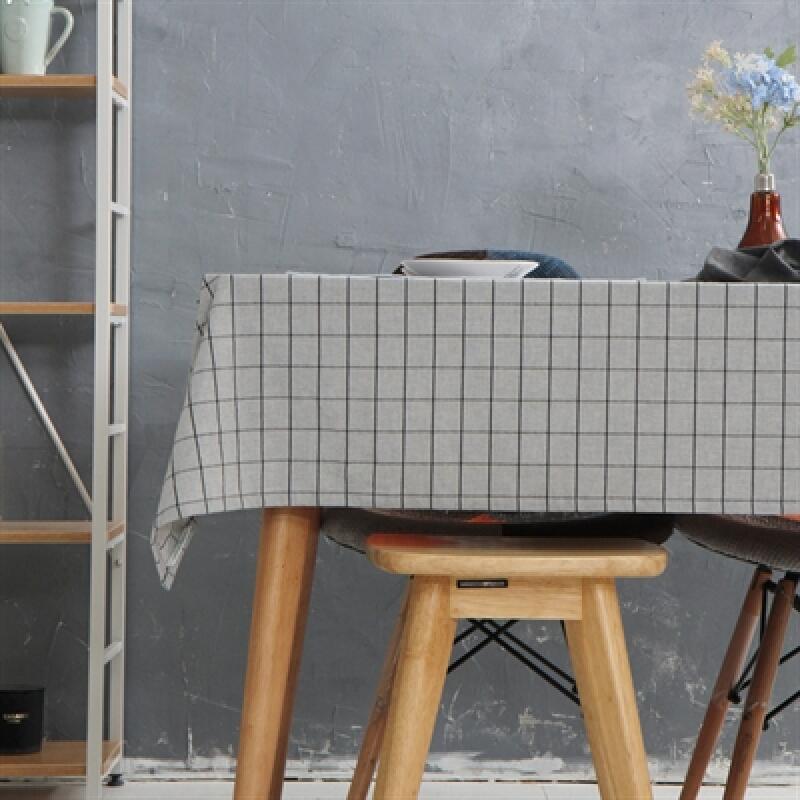 Bio-washed gray check cotton tablecloth For 2 people