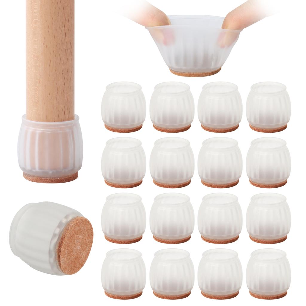 16PCS Chair Leg Cover with Felt Pads Furniture Feet Caps TPE Round Square Anti Slip Table Leg Mat Floor Protectors Socks